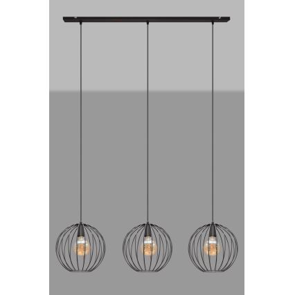 Chandelier on a string MERCURE 3xE27/15W/230V black