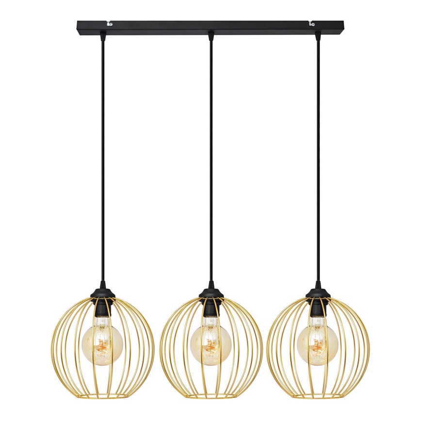 Chandelier on a string MERCURE 3xE27/15W/230V gold/black