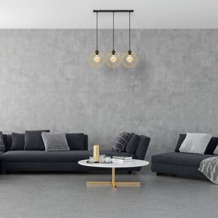Chandelier on a string MERCURE 3xE27/15W/230V gold/black