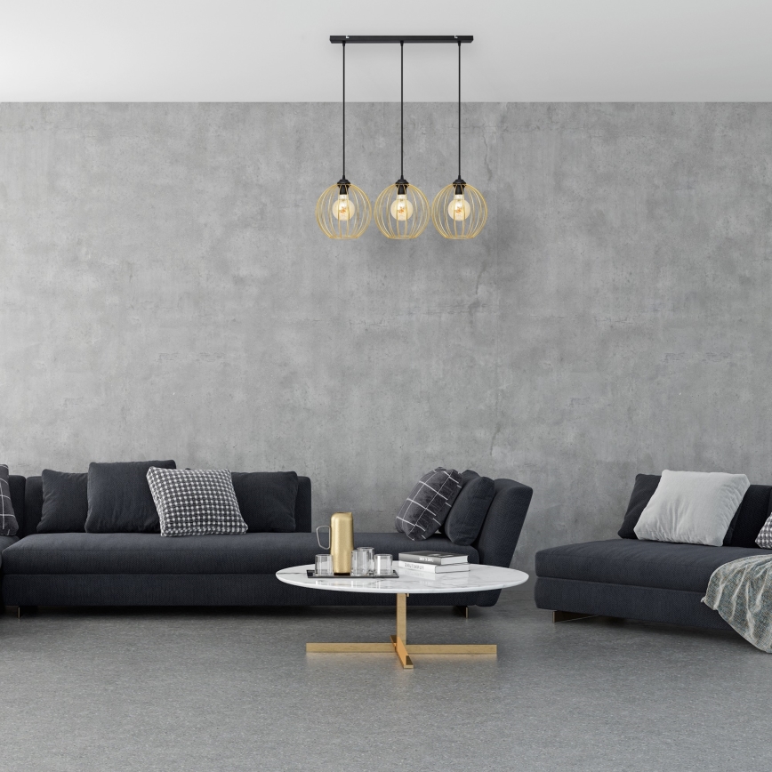 Chandelier on a string MERCURE 3xE27/15W/230V gold/black