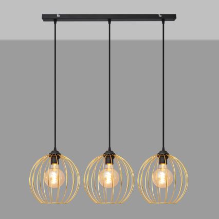 Chandelier on a string MERCURE 3xE27/15W/230V gold/black