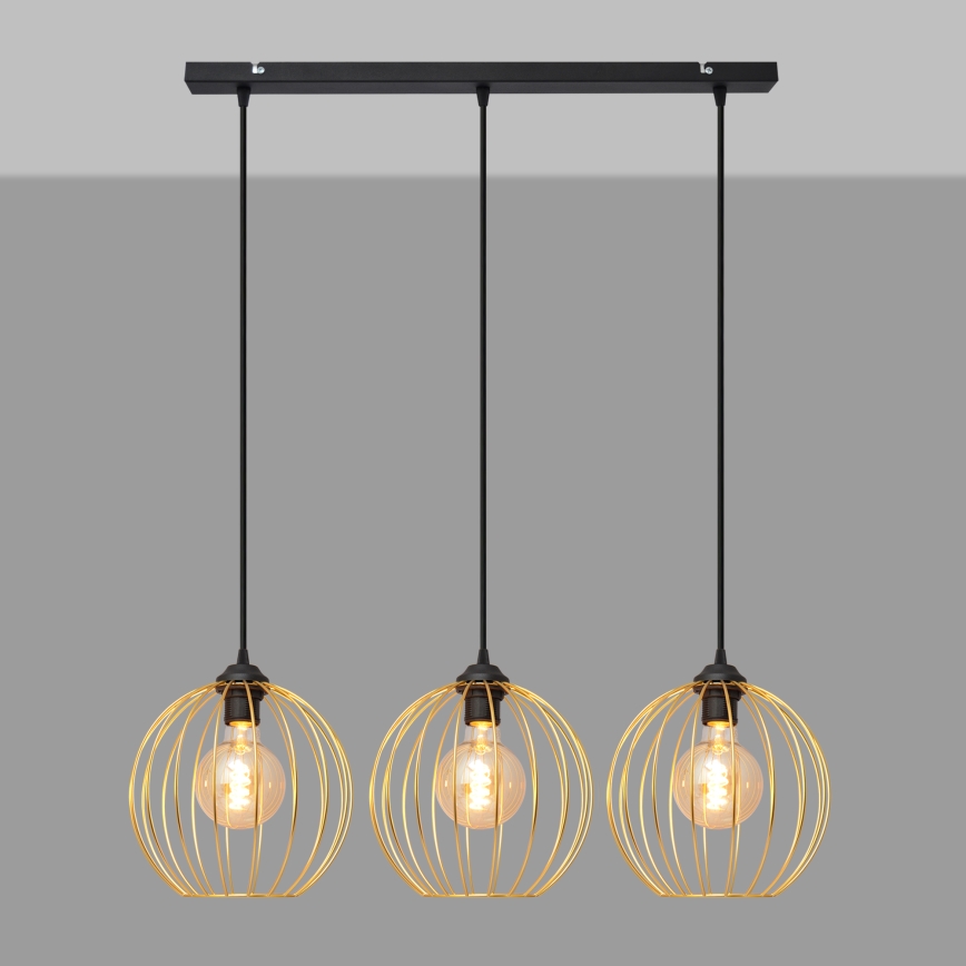 Chandelier on a string MERCURE 3xE27/15W/230V gold/black