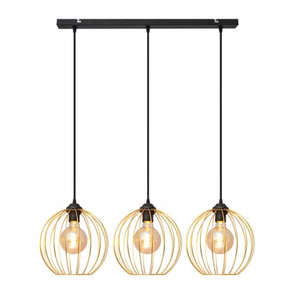 Chandelier on a string MERCURE 3xE27/15W/230V gold/black