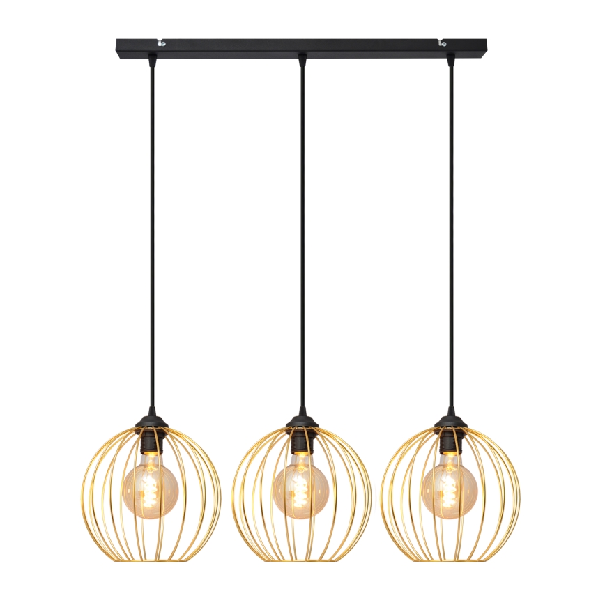 Chandelier on a string MERCURE 3xE27/15W/230V gold/black