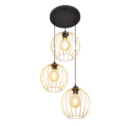 Chandelier on a string MERCURE 3xE27/15W/230V gold/black
