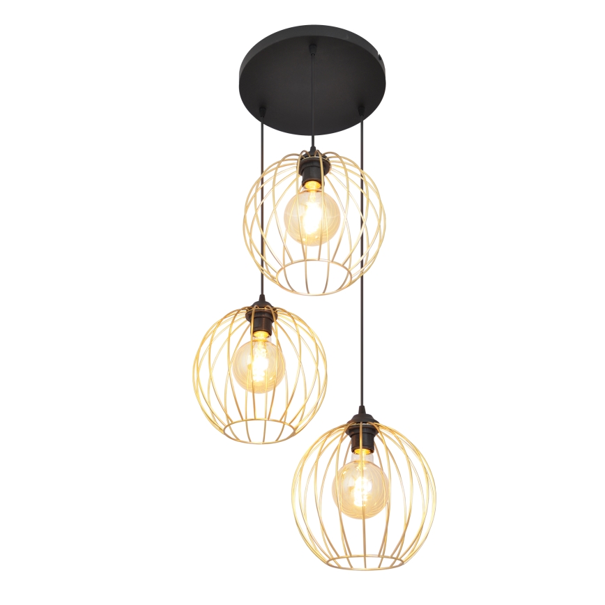 Chandelier on a string MERCURE 3xE27/15W/230V gold/black