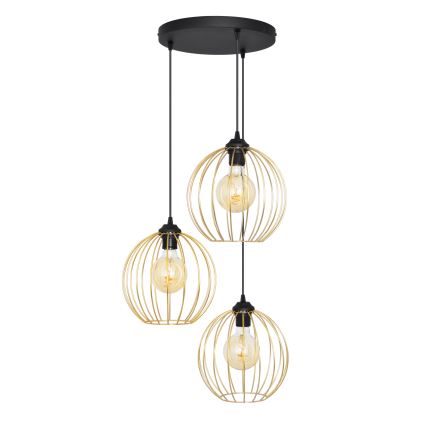 Chandelier on a string MERCURE 3xE27/15W/230V gold/black