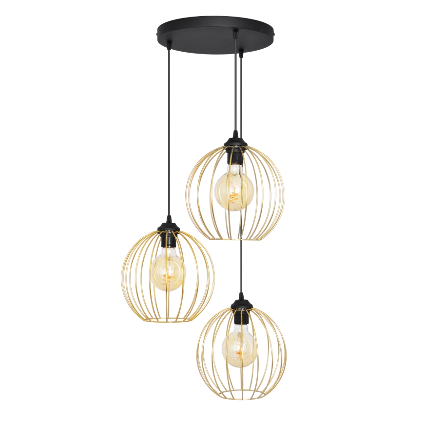 Chandelier on a string MERCURE 3xE27/15W/230V gold/black