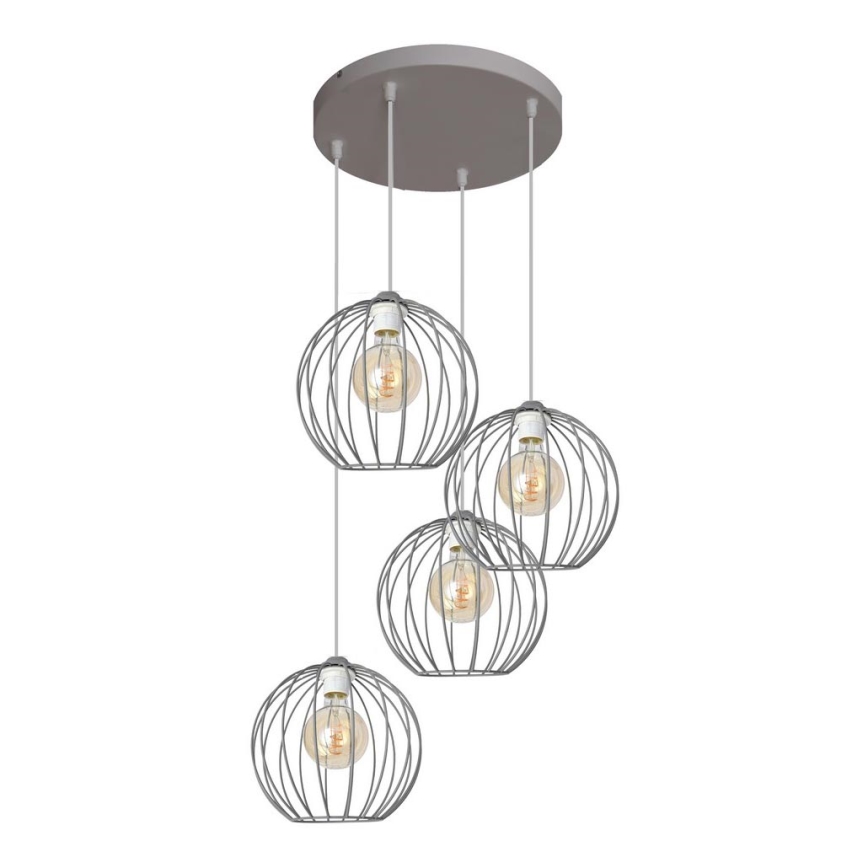 Chandelier on a string MERCURE 4xE27/15W/230V grey