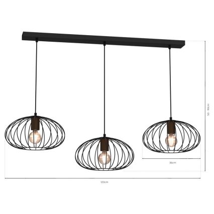Chandelier on a string MERIDIANO 3xE27/60W/230V
