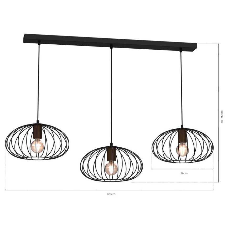 Chandelier on a string MERIDIANO 3xE27/60W/230V