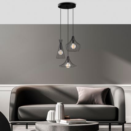 Chandelier on a string MEZOPOTAMYA 3xE27/40W/230V black