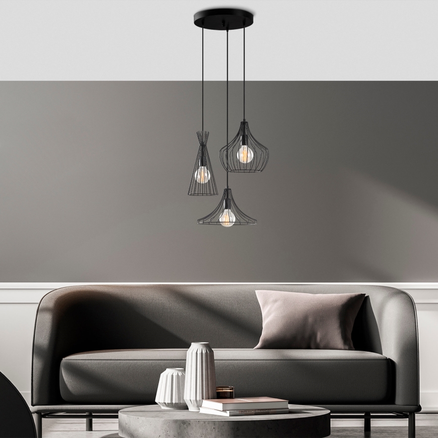 Chandelier on a string MEZOPOTAMYA 3xE27/40W/230V black