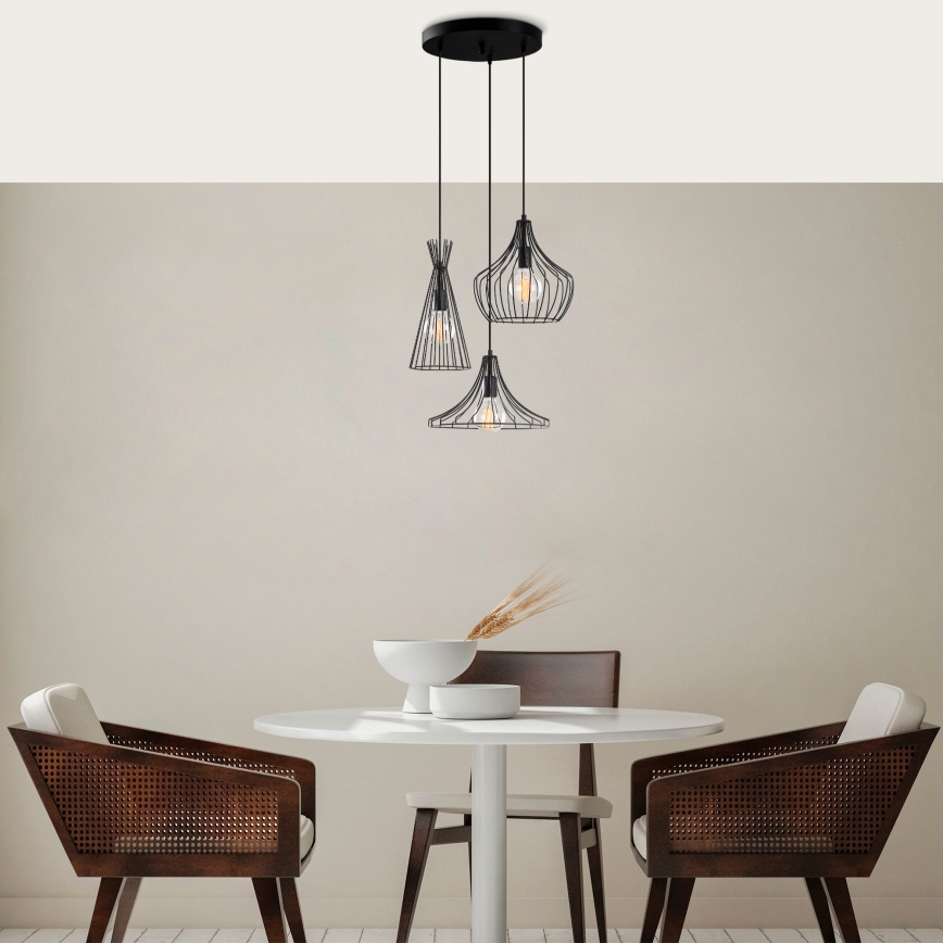Chandelier on a string MEZOPOTAMYA 3xE27/40W/230V black