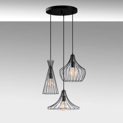 Chandelier on a string MEZOPOTAMYA 3xE27/40W/230V black