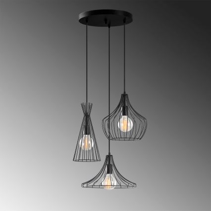 Chandelier on a string MEZOPOTAMYA 3xE27/40W/230V black