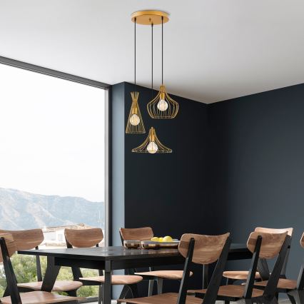 Chandelier on a string MEZOPOTAMYA 3xE27/40W/230V gold