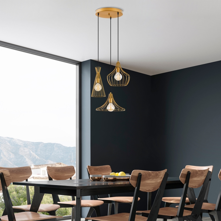 Chandelier on a string MEZOPOTAMYA 3xE27/40W/230V gold