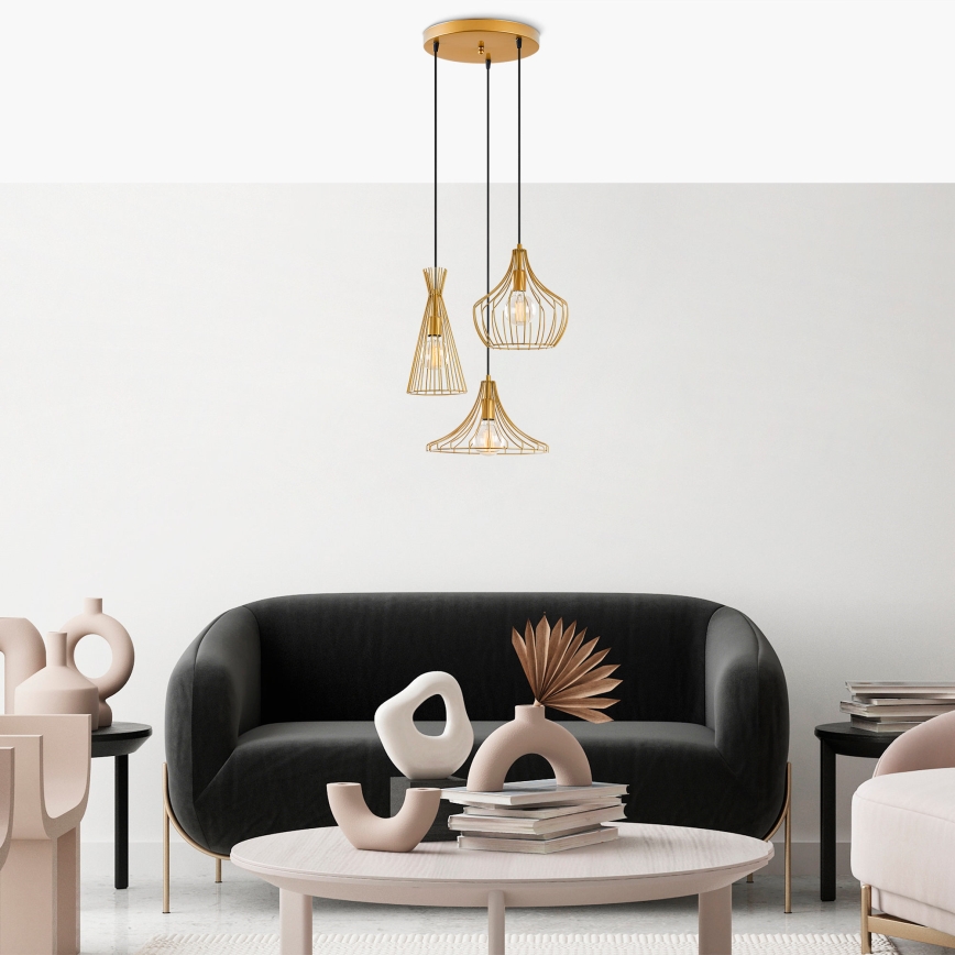 Chandelier on a string MEZOPOTAMYA 3xE27/40W/230V gold