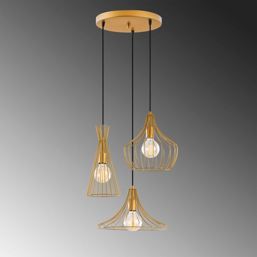 Chandelier on a string MEZOPOTAMYA 3xE27/40W/230V gold