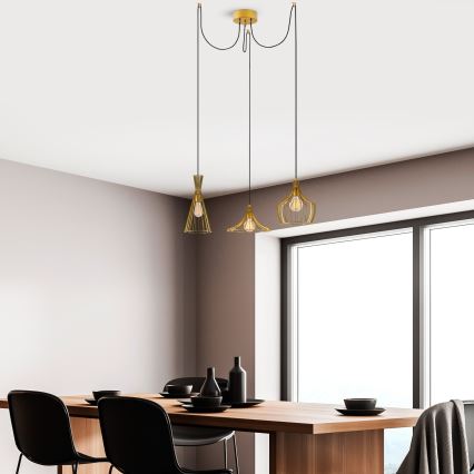 Chandelier on a string MEZOPOTAMYA 3xE27/40W/230V spider gold