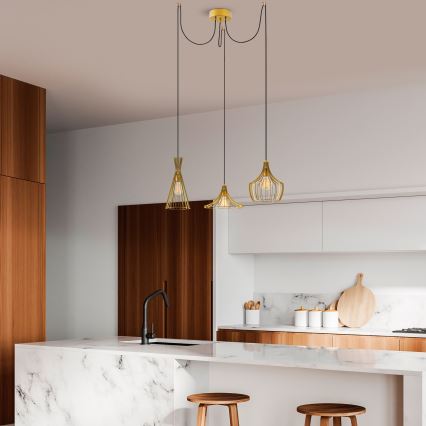 Chandelier on a string MEZOPOTAMYA 3xE27/40W/230V spider gold