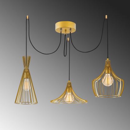 Chandelier on a string MEZOPOTAMYA 3xE27/40W/230V spider gold