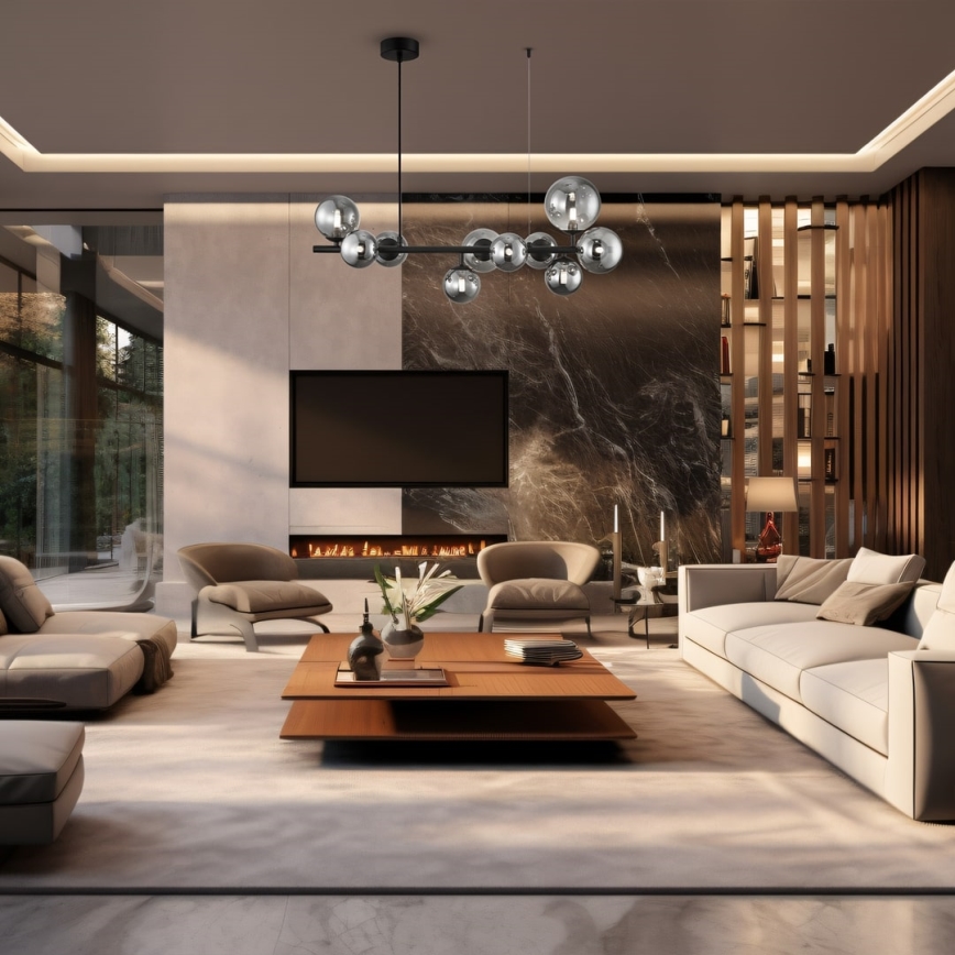 Chandelier on a string MILA 10xG9/9W/230V black/grey