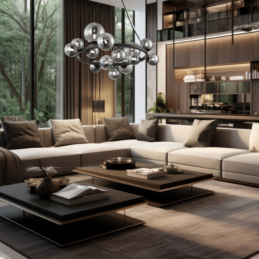 Chandelier on a string MILA 14xG9/9W/230V black/grey