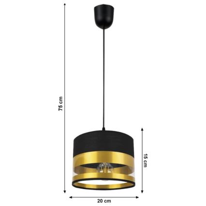 Chandelier on a string MILO 1xE27/60W/230V golden/black