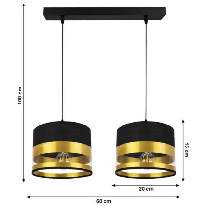 Chandelier on a string MILO 2xE27/60W/230V golden/black