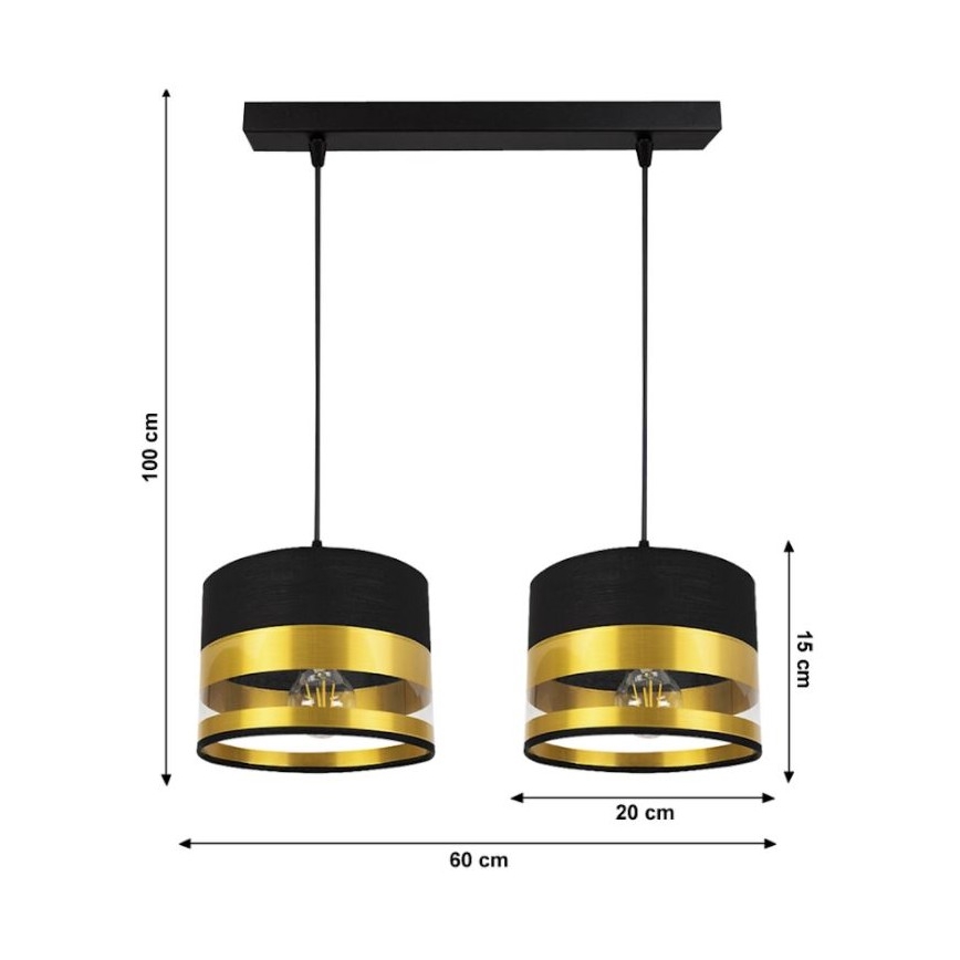 Chandelier on a string MILO 2xE27/60W/230V golden/black