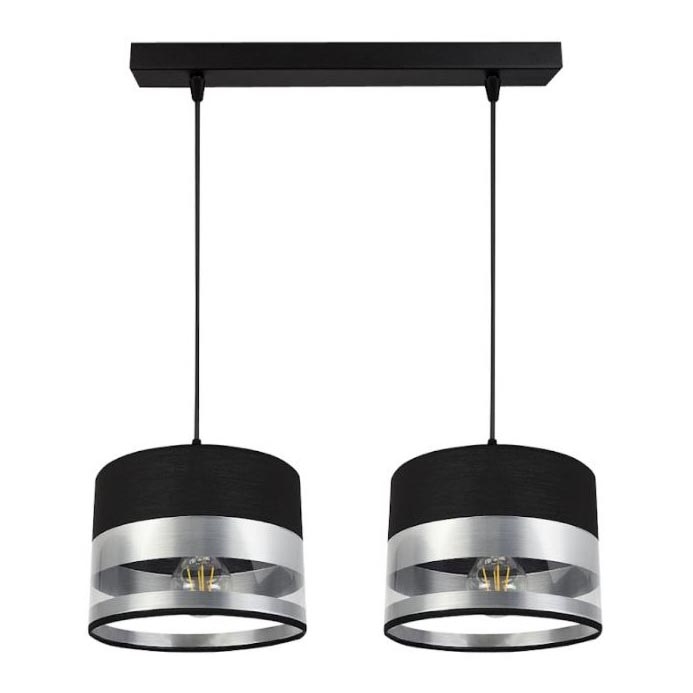 Chandelier on a string MILO 2xE27/60W/230V silver/black