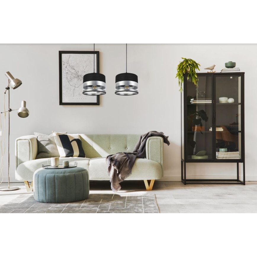 Chandelier on a string MILO 2xE27/60W/230V silver/black