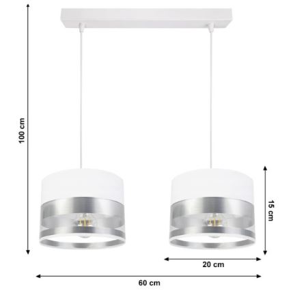 Chandelier on a string MILO 2xE27/60W/230V silver