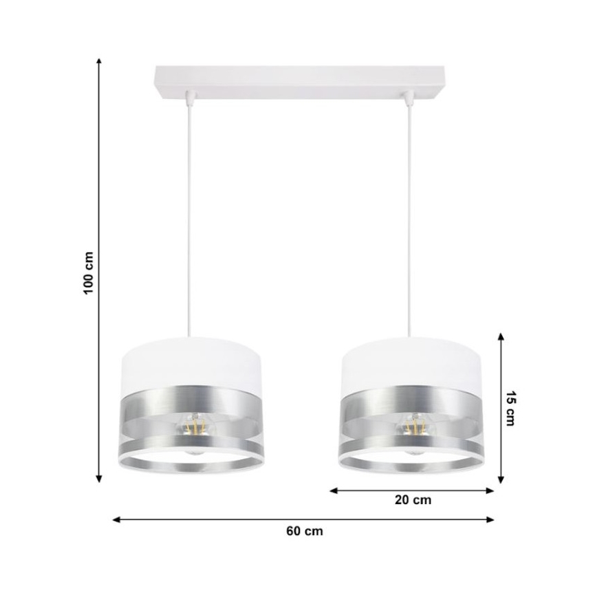 Chandelier on a string MILO 2xE27/60W/230V silver