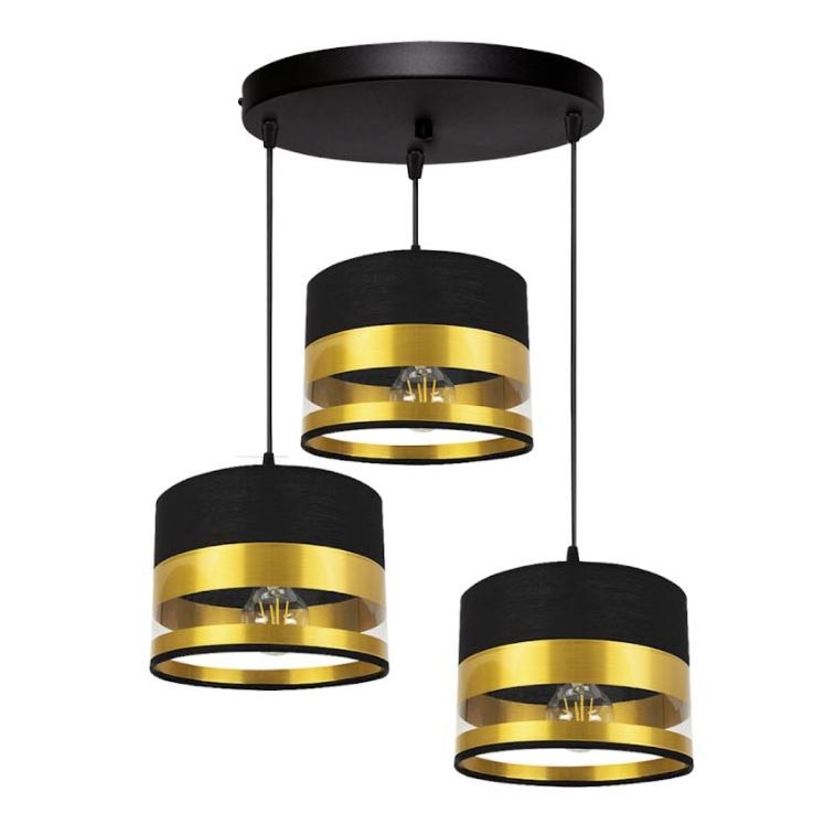 Chandelier on a string MILO 3xE27/60W/230V golden/black