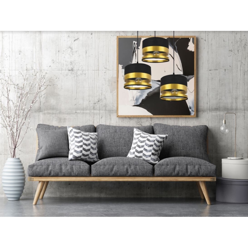 Chandelier on a string MILO 3xE27/60W/230V golden/black