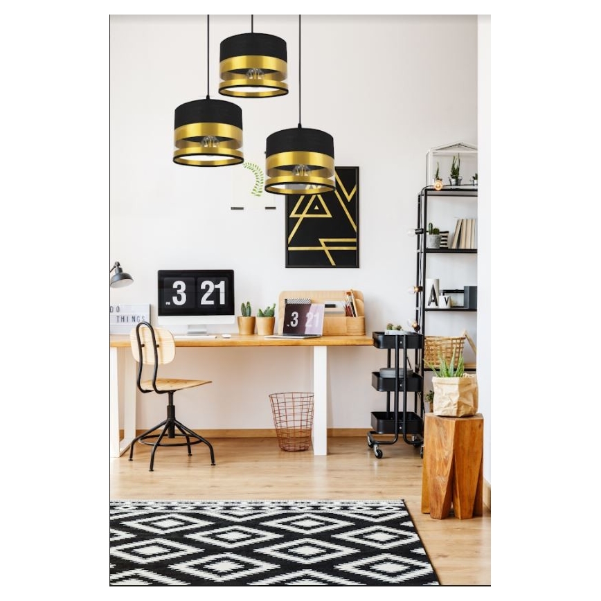 Chandelier on a string MILO 3xE27/60W/230V golden/black