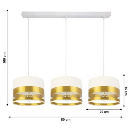 Chandelier on a string MILO 3xE27/60W/230V golden