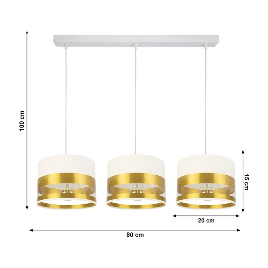 Chandelier on a string MILO 3xE27/60W/230V golden