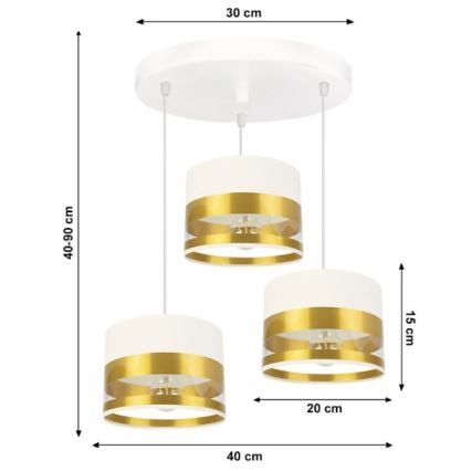 Chandelier on a string MILO 3xE27/60W/230V golden