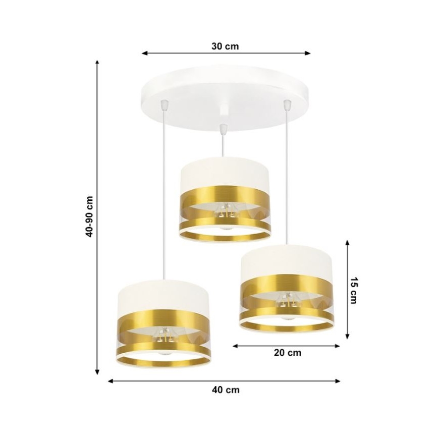 Chandelier on a string MILO 3xE27/60W/230V golden