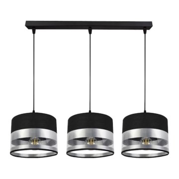 Chandelier on a string MILO 3xE27/60W/230V silver/black
