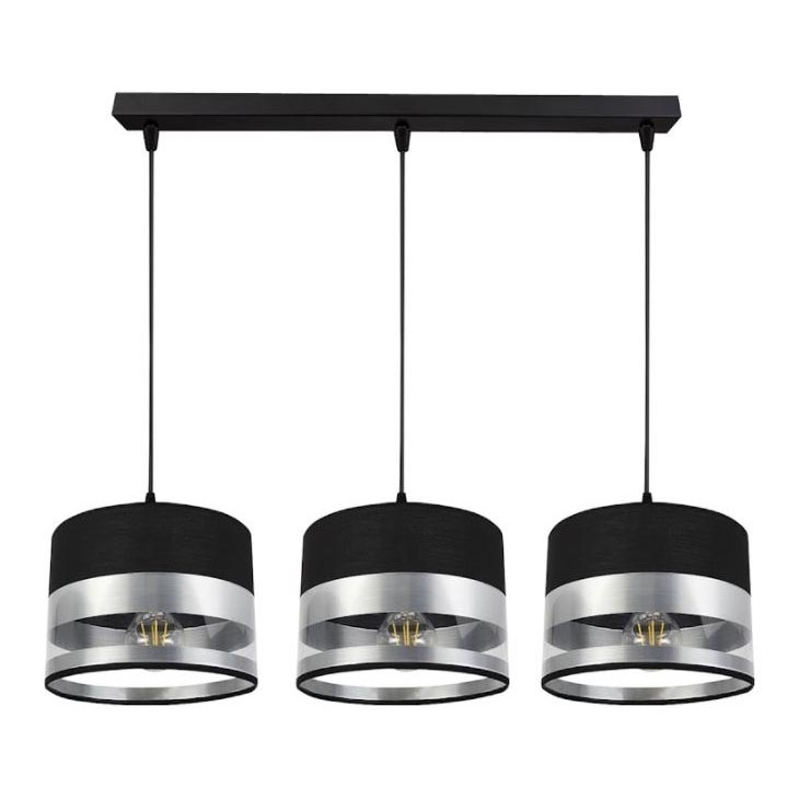 Chandelier on a string MILO 3xE27/60W/230V silver/black
