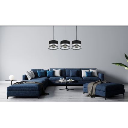 Chandelier on a string MILO 3xE27/60W/230V silver/black