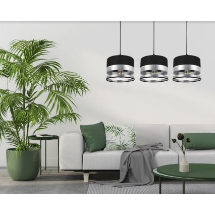 Chandelier on a string MILO 3xE27/60W/230V silver/black