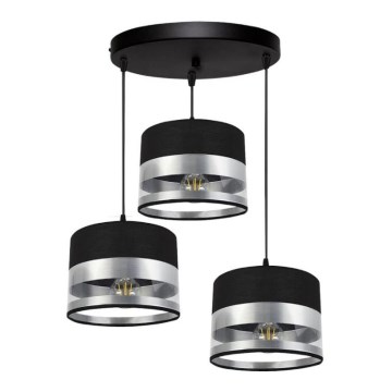 Chandelier on a string MILO 3xE27/60W/230V silver/black