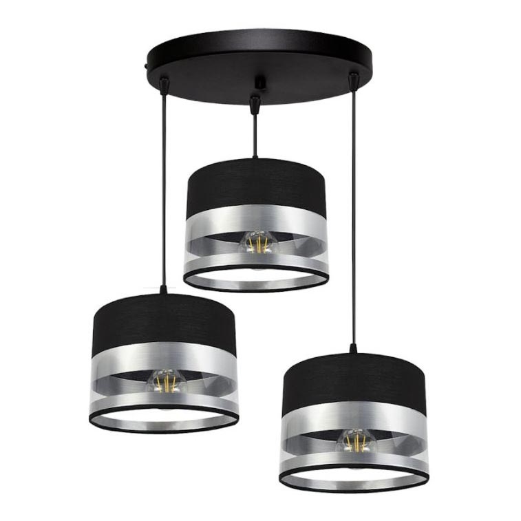 Chandelier on a string MILO 3xE27/60W/230V silver/black