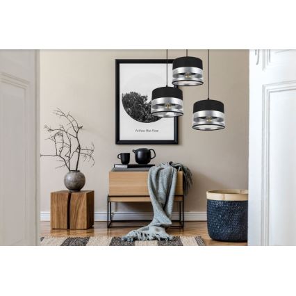Chandelier on a string MILO 3xE27/60W/230V silver/black